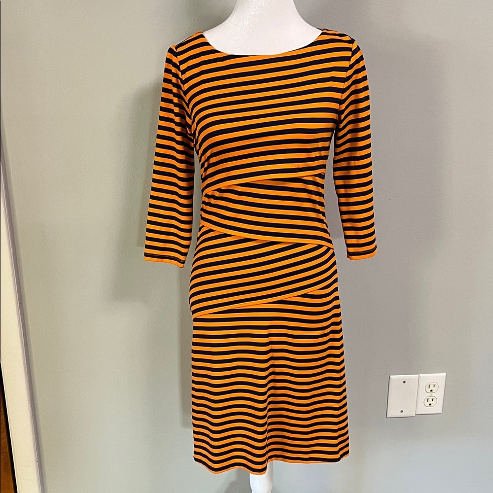 J. McLaughlin Catalina Cloth dress in an orange and navy blue stripe Size XS